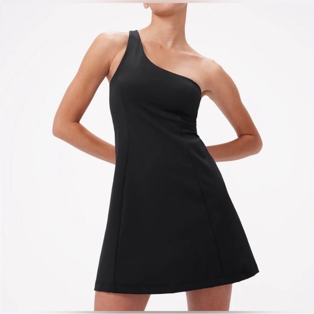Outdoor Voices Black One-Shoulder Dress